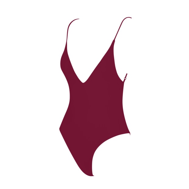 Burgundy Red Plunge Swimsuit
