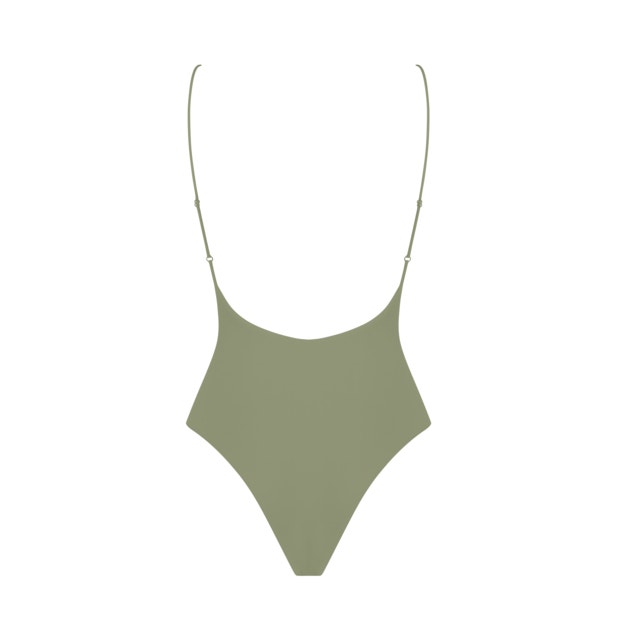 Olive Green Plunge Swimsuit